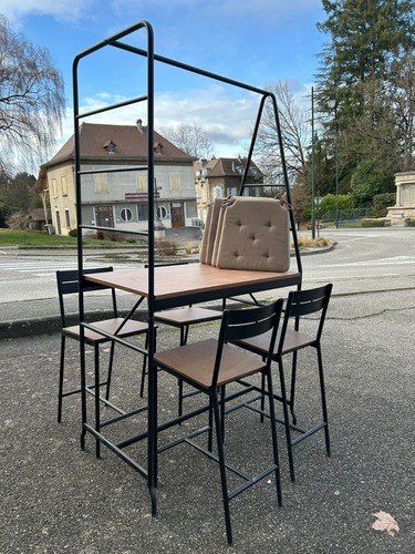 Table haute avec chaises - table,